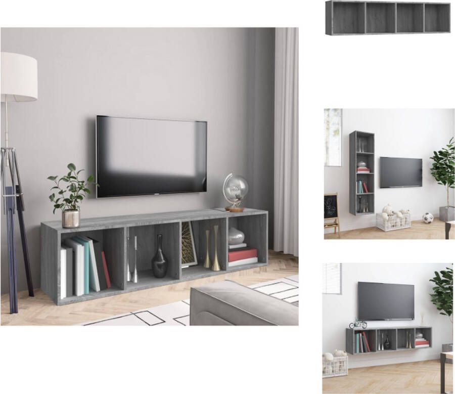 VidaXL Boekenkast Boekenkasten Boekenschap Boekenstandaard Boekenkast tv-meubel 143x30x36 cm bewerkt hout grijs sonoma