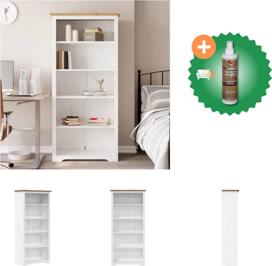 VidaXL Boekenkast 5-laags BODO 80x38x180 cm massief grenenhout bruin Kast Inclusief Houtreiniger en verfrisser