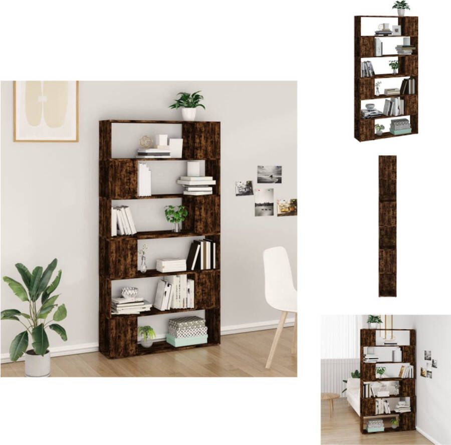 VidaXL Boekenkast Gerookt Eiken 100 x 24 x 188 cm Duurzaam bewerkt hout 6 vakken Kast