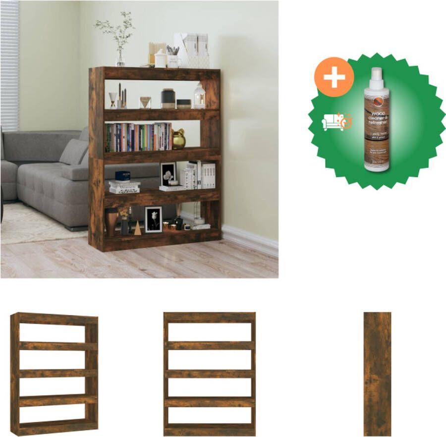 VidaXL Boekenkast Gerookt Eiken 100 x 30 x 135 cm Montage vereist Kast Inclusief Houtreiniger en verfrisser