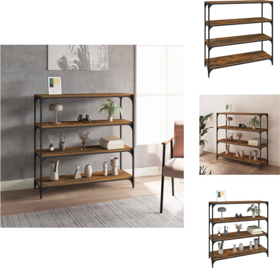 VidaXL Boekenkast Gerookt Eiken 100 x 33 x 100 cm Duurzaam hout en staal Kast