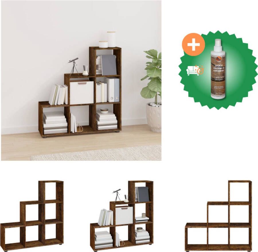 VidaXL Boekenkast trapvormig 107 cm bewerkt hout gerookt eikenkleurig Kast Inclusief Houtreiniger en verfrisser