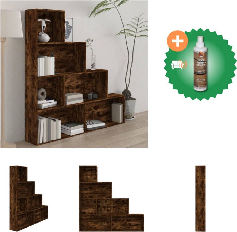 VidaXL Boekenkast Gerookt Eiken 155 x 24 x 160 cm Stevig materiaal Kast Inclusief Houtreiniger en verfrisser
