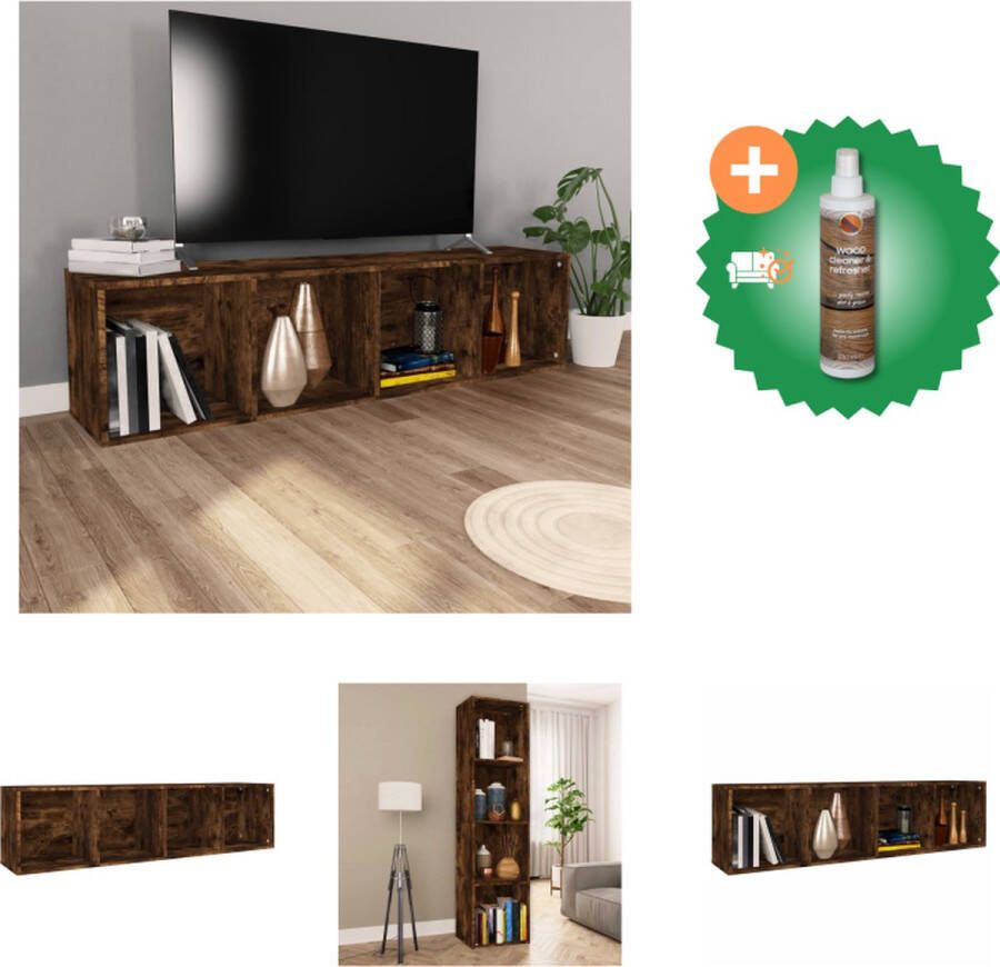 VidaXL Boekenkast Gerookt Eiken 36 x 30 x 143 cm Duurzaam hout Veelzijdig Wandmontage Inclusief montagehandleiding Kast Inclusief Houtreiniger en verfrisser