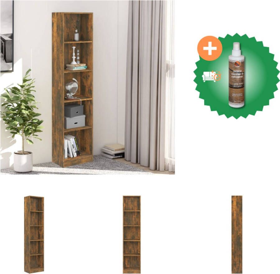 VidaXL Boekenkast 40x24x175 cm bewerkt hout gerookt eikenkleurig Kast Inclusief Houtreiniger en verfrisser