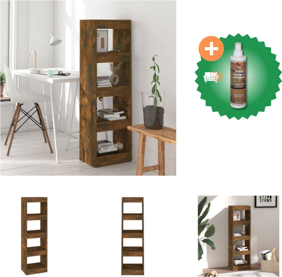VidaXL Boekenkast Gerookt Eiken 40 x 30 x 135 cm Montage vereist Kast Inclusief Houtreiniger en verfrisser