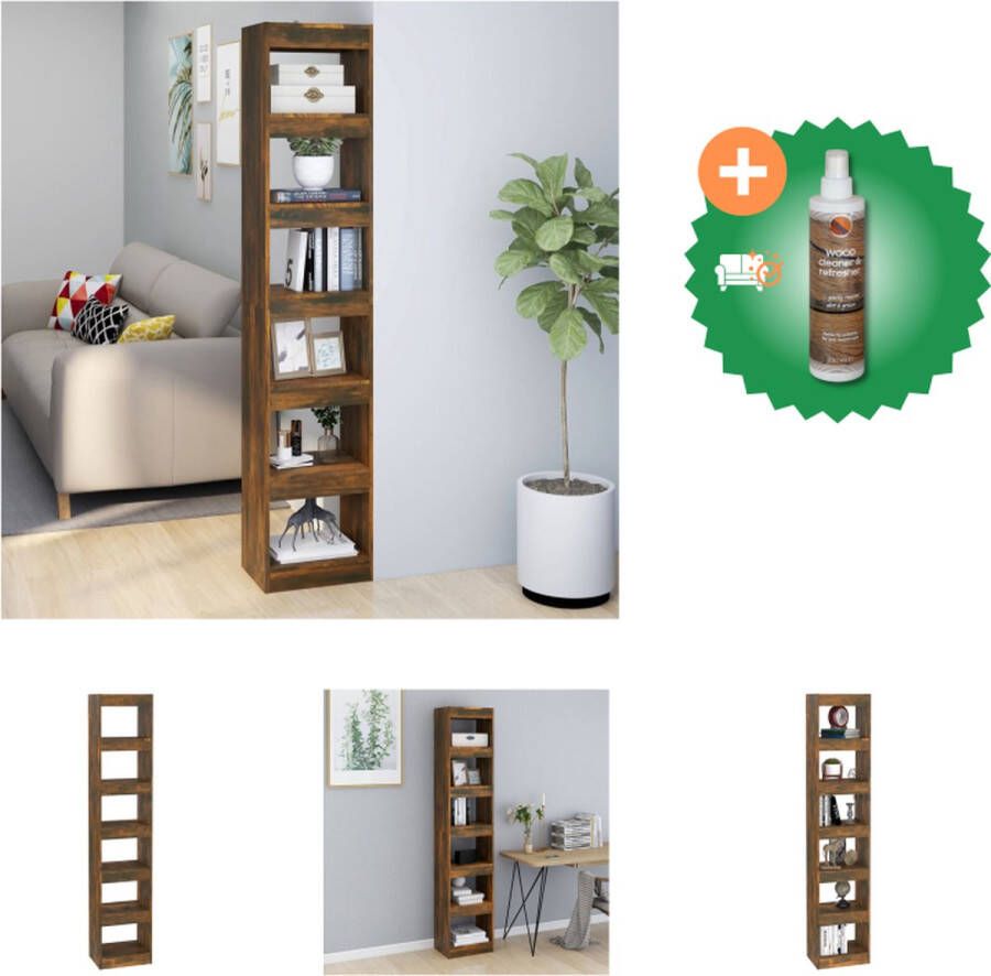 VidaXL Boekenkast kamerscherm 40x30x198 cm gerookt eikenkleurig Kast Inclusief Houtreiniger en verfrisser