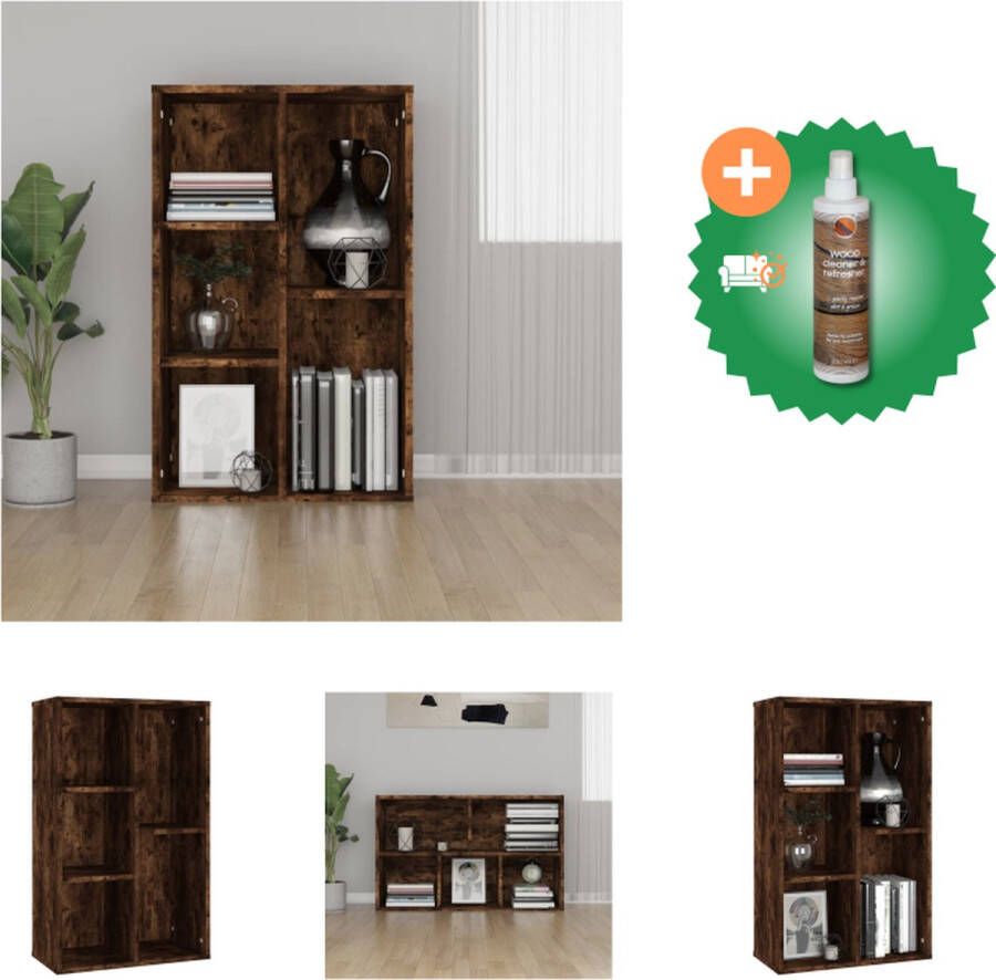 VidaXL Boekenkast dressoir 50x25x80 cm bewerkt hout gerookt eikenkleur Kast Inclusief Houtreiniger en verfrisser