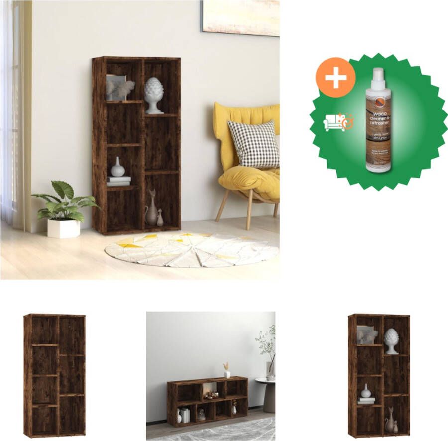 VidaXL Boekenkast Gerookt Eiken 50x25x106 cm Stabiel en Ruimtelijk Kast Inclusief Houtreiniger en verfrisser