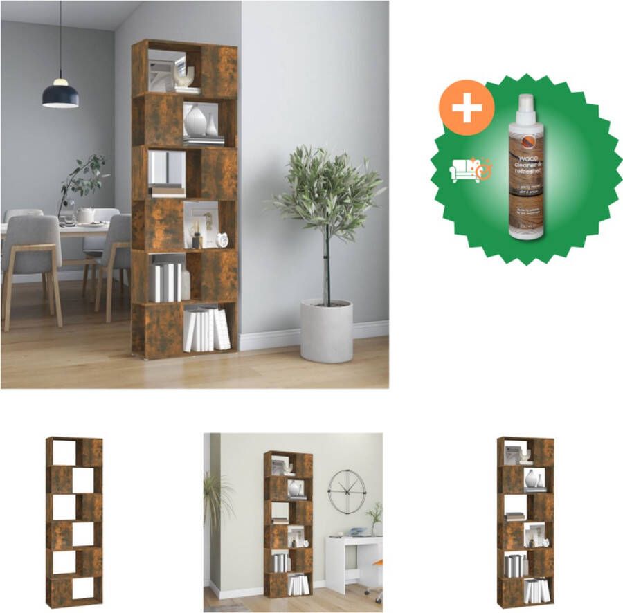 VidaXL Boekenkast Gerookt Eiken 60 x 24 x 186 cm Duurzaam materiaal Kast Inclusief Houtreiniger en verfrisser