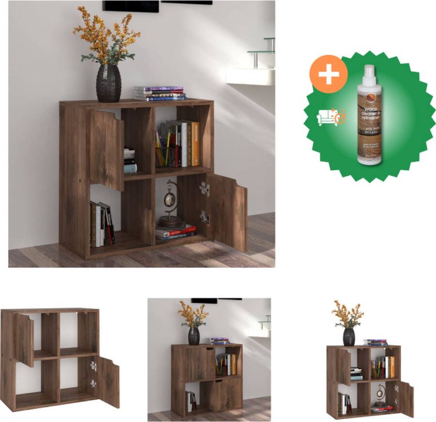 VidaXL Boekenkast Gerookt Eiken 60 x 27.5 x 59.5 cm Wandmontage Kast Inclusief Houtreiniger en verfrisser