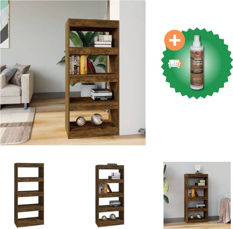 VidaXL Boekenkast Gerookt eiken 60 x 30 x 135 cm Stevig en veelzijdig Montage vereist Kast Inclusief Houtreiniger en verfrisser
