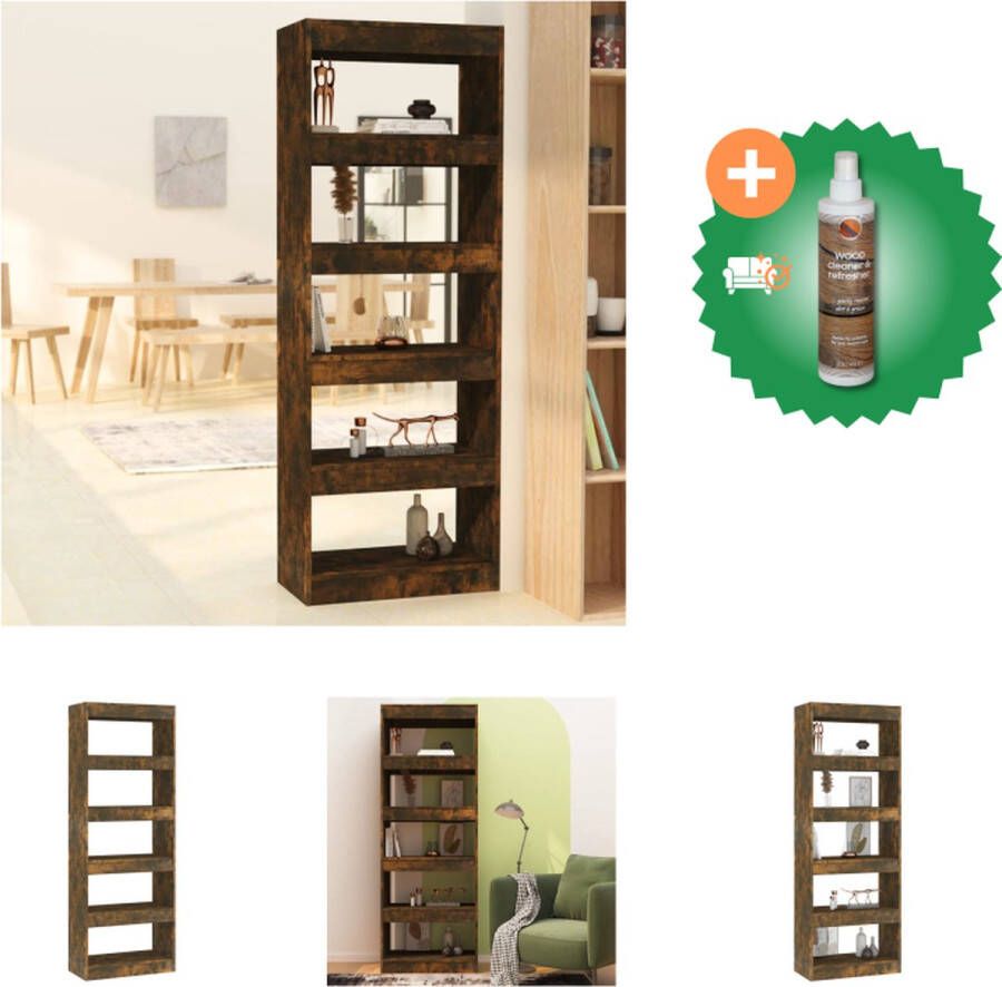 VidaXL Boekenkast Gerookt Eiken 60 x 30 x 166 cm Stevig en praktisch Kast Inclusief Houtreiniger en verfrisser