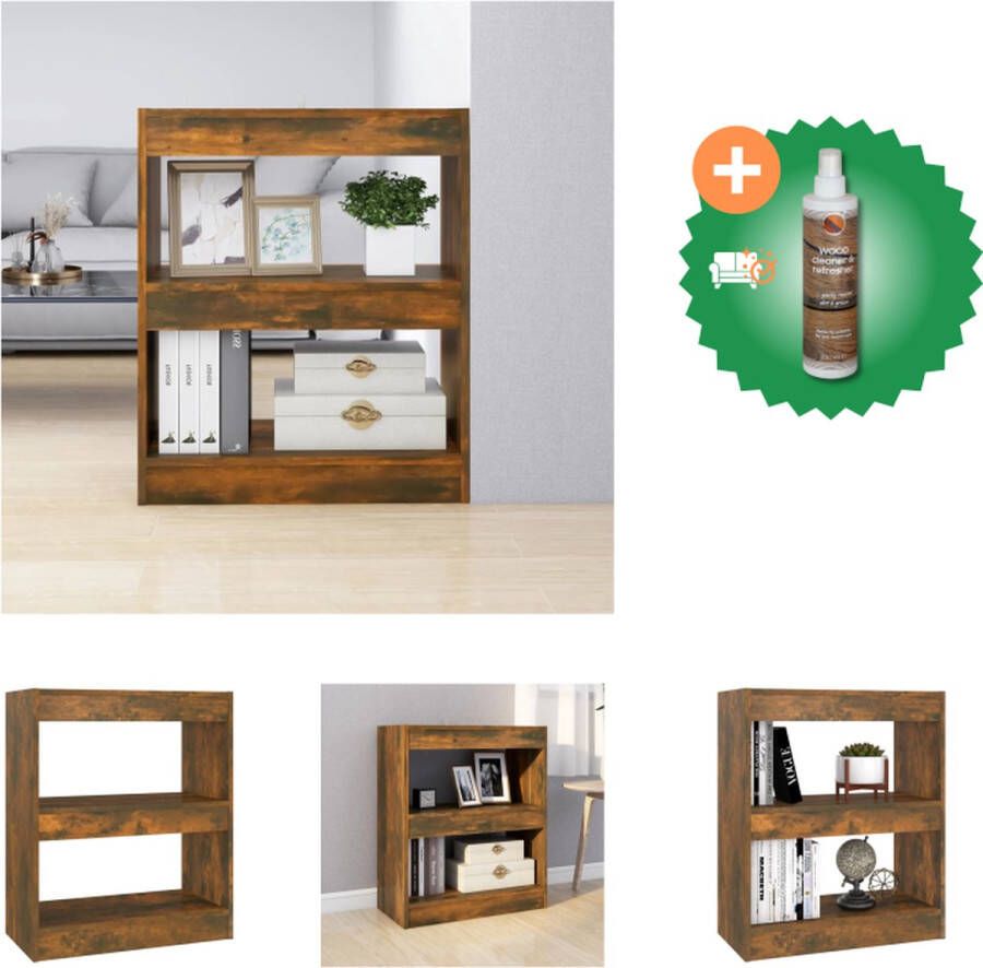 VidaXL Boekenkast Gerookt Eiken 60 x 30 x 72 cm Kan als kamerscherm gebruikt worden Kast Inclusief Houtreiniger en verfrisser