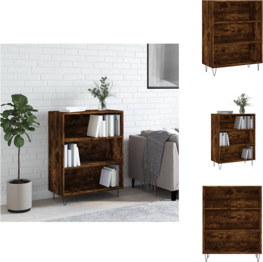 VidaXL Boekenkast Gerookt eiken 69.5 x 32.5 x 90 cm Metalen voeten Kast
