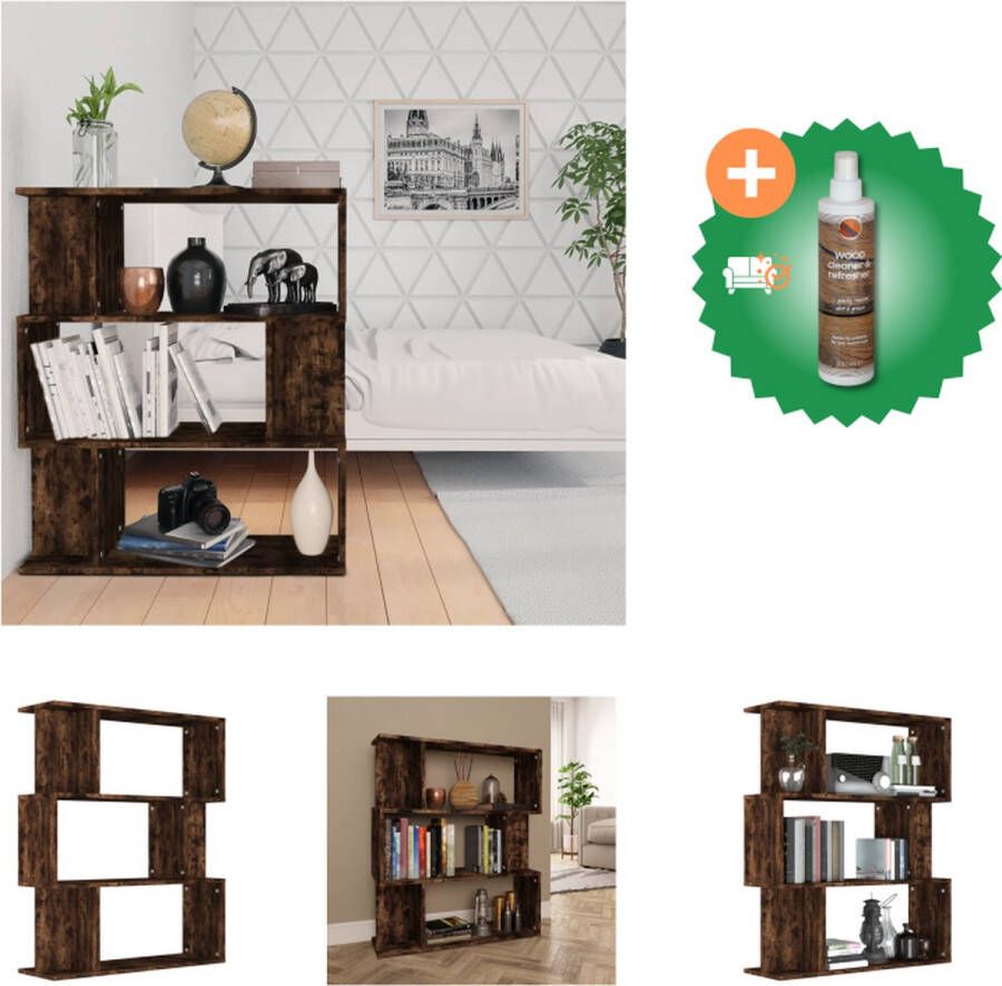 VidaXL Boekenkast Gerookt eiken 80 x 24 x 96 cm Duurzaam Veelzijdig Eenvoudig schoon te maken Montagehandleiding inbegrepen Kast Inclusief Houtreiniger en verfrisser