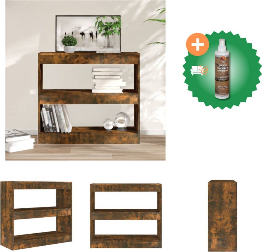 VidaXL Boekenkast Gerookt Eiken 80 x 30 x 72 cm Veelzijdig meubel Kast Inclusief Houtreiniger en verfrisser