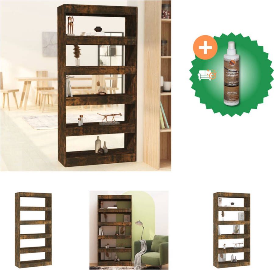 VidaXL Boekenkast kamerscherm 80x30x166 cm spaanplaat gerookt eiken Kast Inclusief Houtreiniger en verfrisser