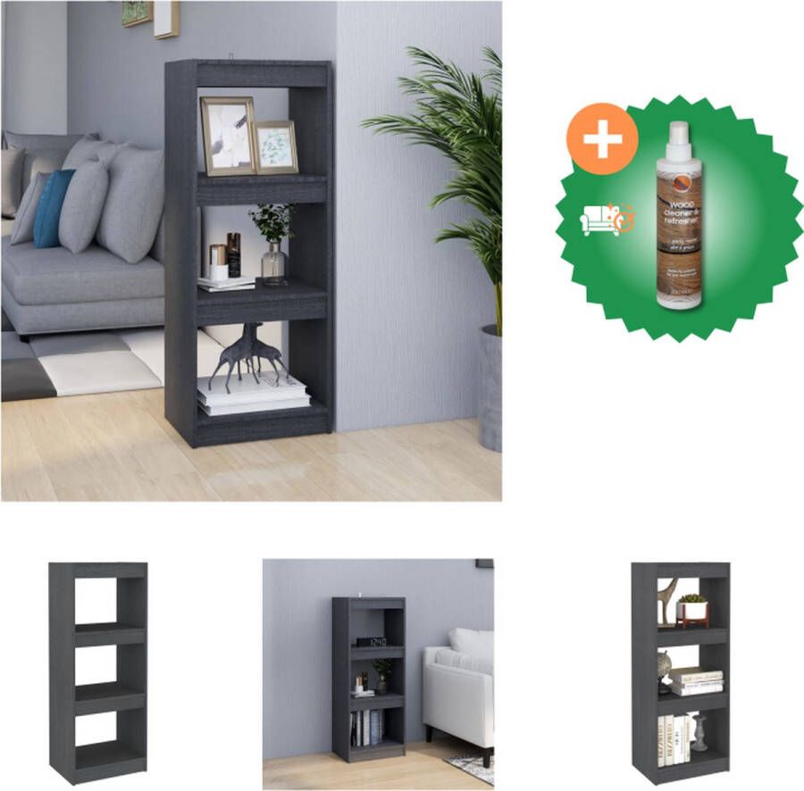 VidaXL Boekenkast kamerscherm 40x30x103-5 cm massief grenenhout grijs Kast Inclusief Houtreiniger en verfrisser