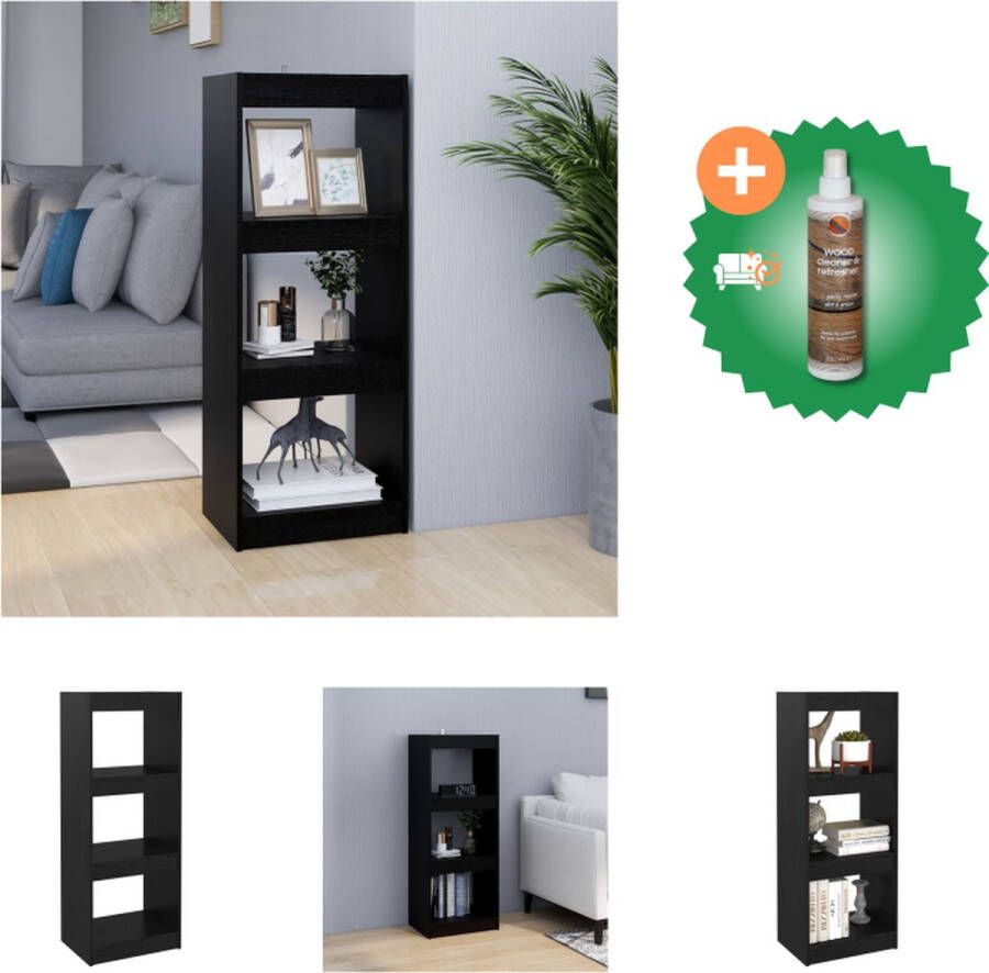 VidaXL Boekenkast kamerscherm 40x30x103-5 cm massief grenenhout zwart Kast Inclusief Houtreiniger en verfrisser