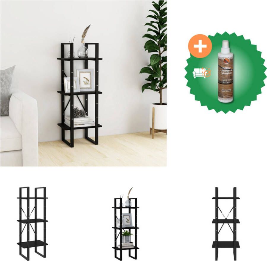 VidaXL Boekenkast met 3 schappen 40x30x105 cm massief grenenhout zwart Kast Inclusief Houtreiniger en verfrisser