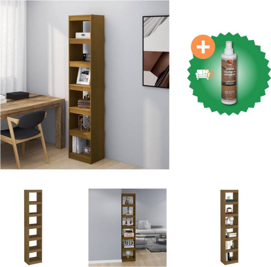VidaXL Boekenkast 36 x 33 x 110 cm Massief grenenhout Honingbruin Kast Inclusief Houtreiniger en verfrisser - Foto 3