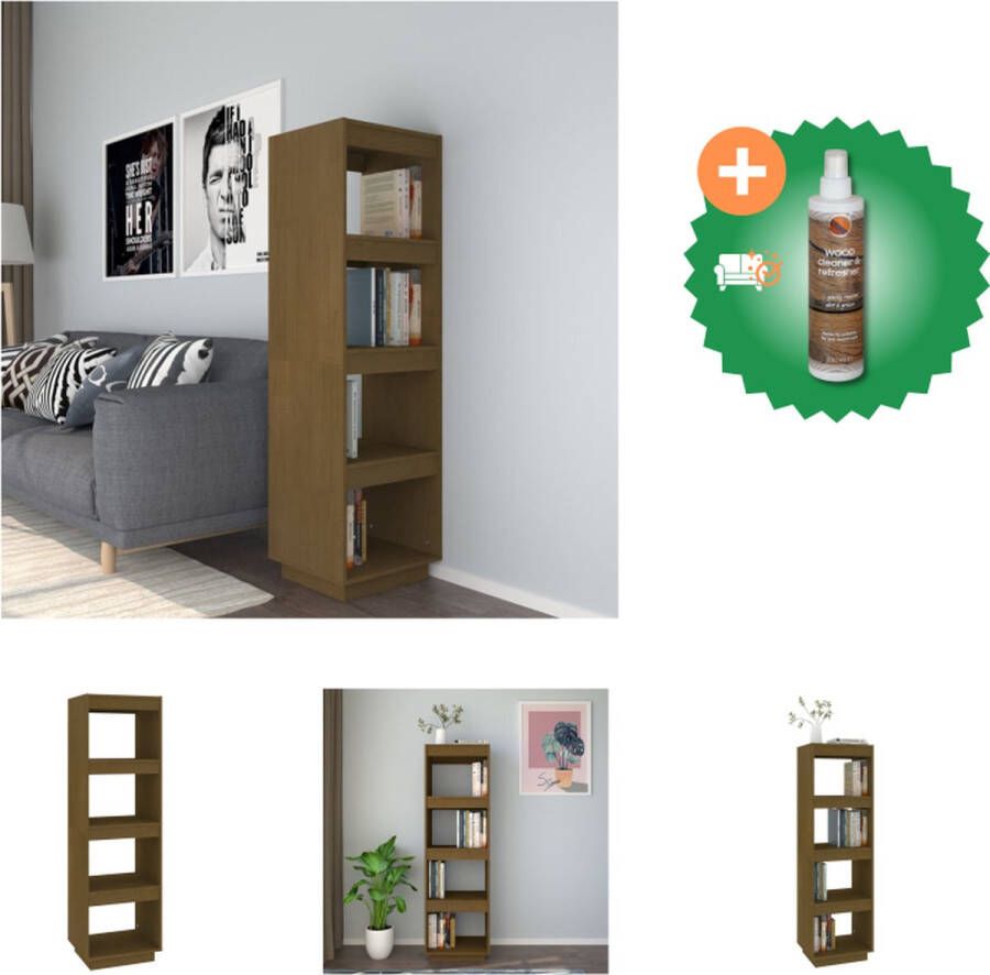 VidaXL Boekenkast kamerscherm 40x35x135 cm grenenhout honingbruin Kast Inclusief Houtreiniger en verfrisser
