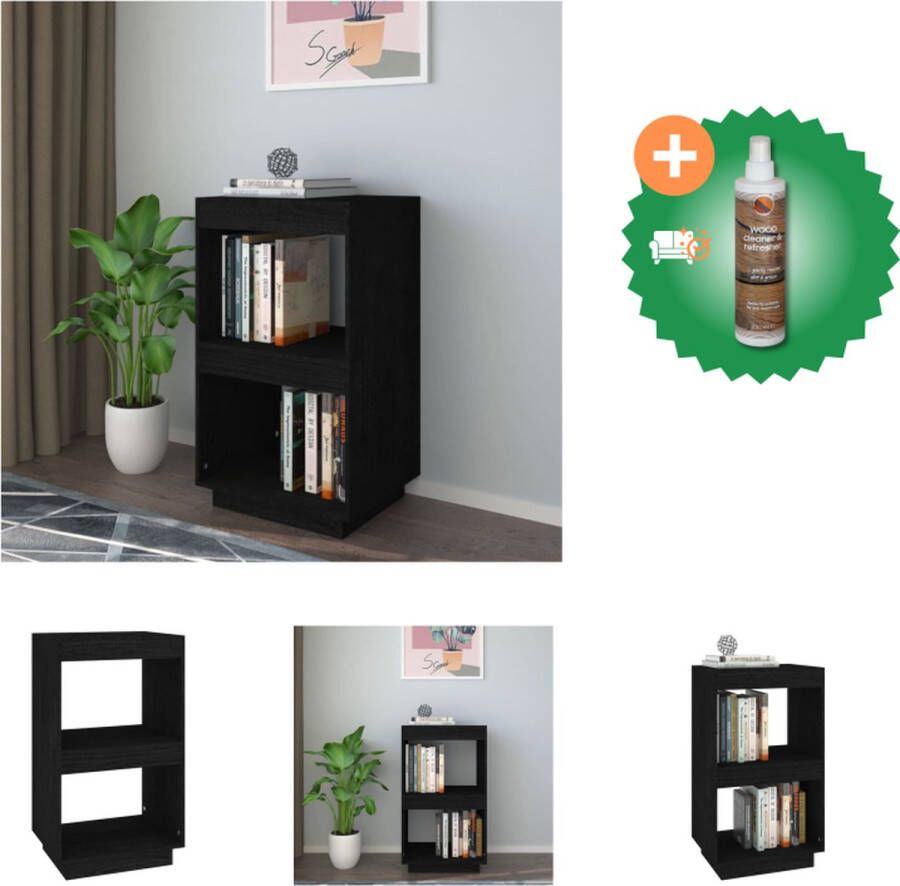 VidaXL Boekenkast 40x35x71 cm massief grenenhout zwart Kast Inclusief Houtreiniger en verfrisser