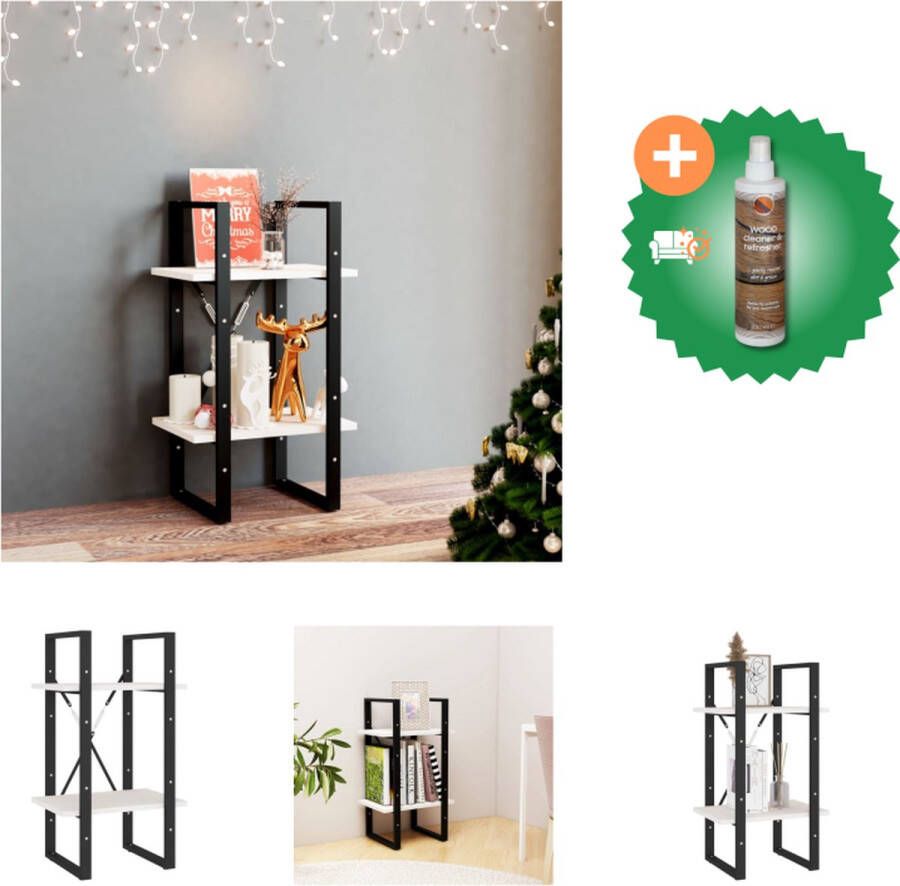 VidaXL Boekenkast met 2 schappen 40x30x70 cm massief grenenhout wit Kast Inclusief Houtreiniger en verfrisser - Foto 2