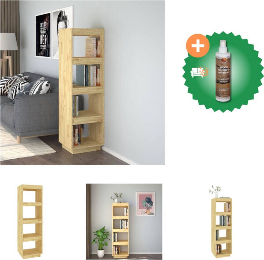 VidaXL Boekenkast Grenenhout 40x35x135cm Decoratief en praktisch meubel Montage vereist Kast Inclusief Houtreiniger en verfrisser