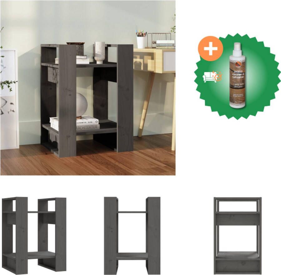 VidaXL Boekenkast kamerscherm 41x35x57 cm massief grenenhout grijs Kast Inclusief Houtreiniger en verfrisser