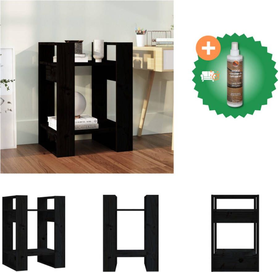 VidaXL Boekenkast kamerscherm 41x35x57 cm massief grenenhout zwart Kast Inclusief Houtreiniger en verfrisser