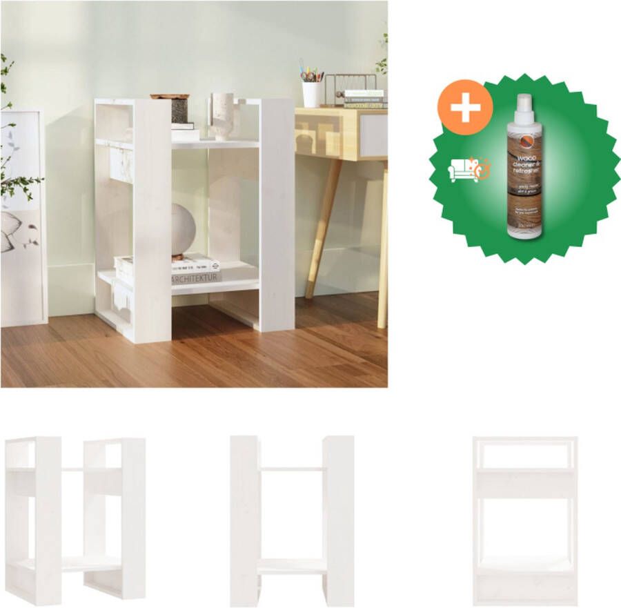 VidaXL Boekenkast kamerscherm 41x35x57 cm massief grenenhout wit Kast Inclusief Houtreiniger en verfrisser