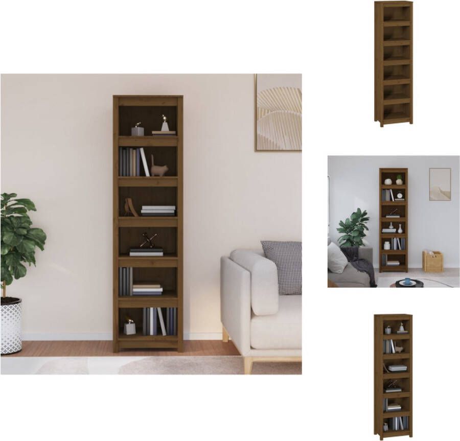 VidaXL Boekenkast Kast Boekenplank Opbergruimte Boekenkast 50x35x183 cm massief grenenhout honingbruin