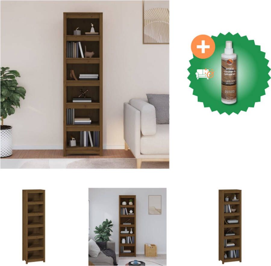 VidaXL Boekenkast 50x35x183 cm massief grenenhout honingbruin Kast Inclusief Houtreiniger en verfrisser