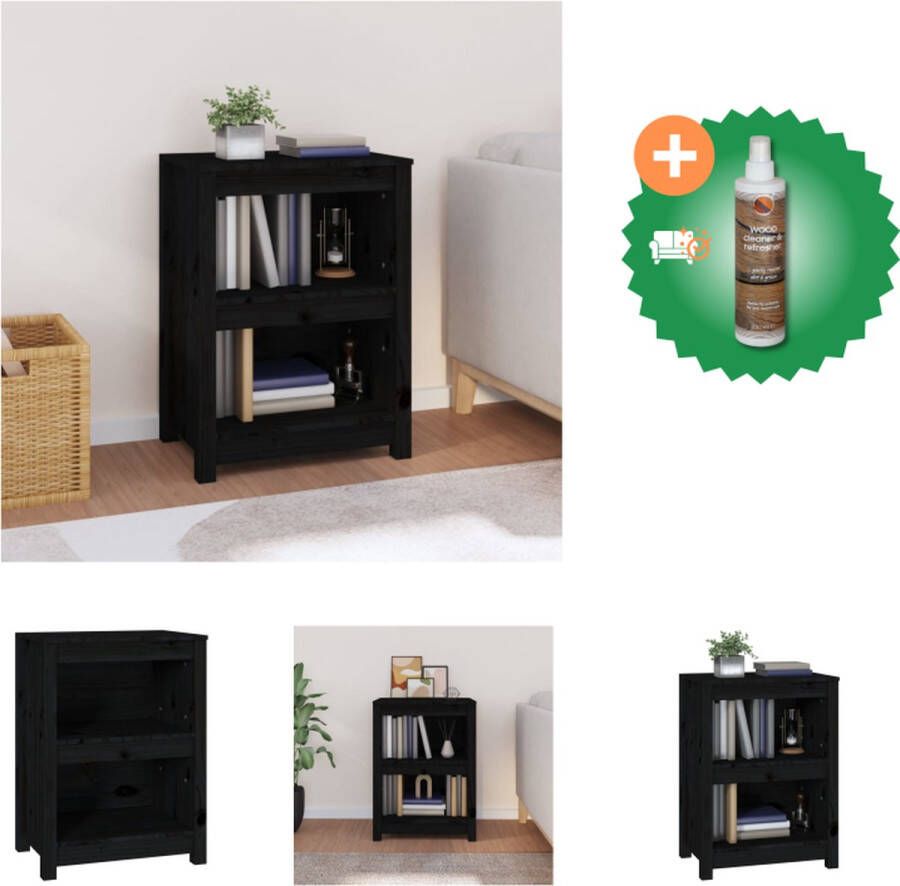 VidaXL Boekenkast 50x35x68 cm massief grenenhout zwart Kast Inclusief Houtreiniger en verfrisser