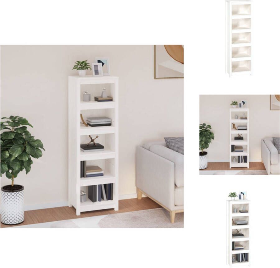 VidaXL -Boekenkast-50x35x154-cm-massief-grenenhout-wit