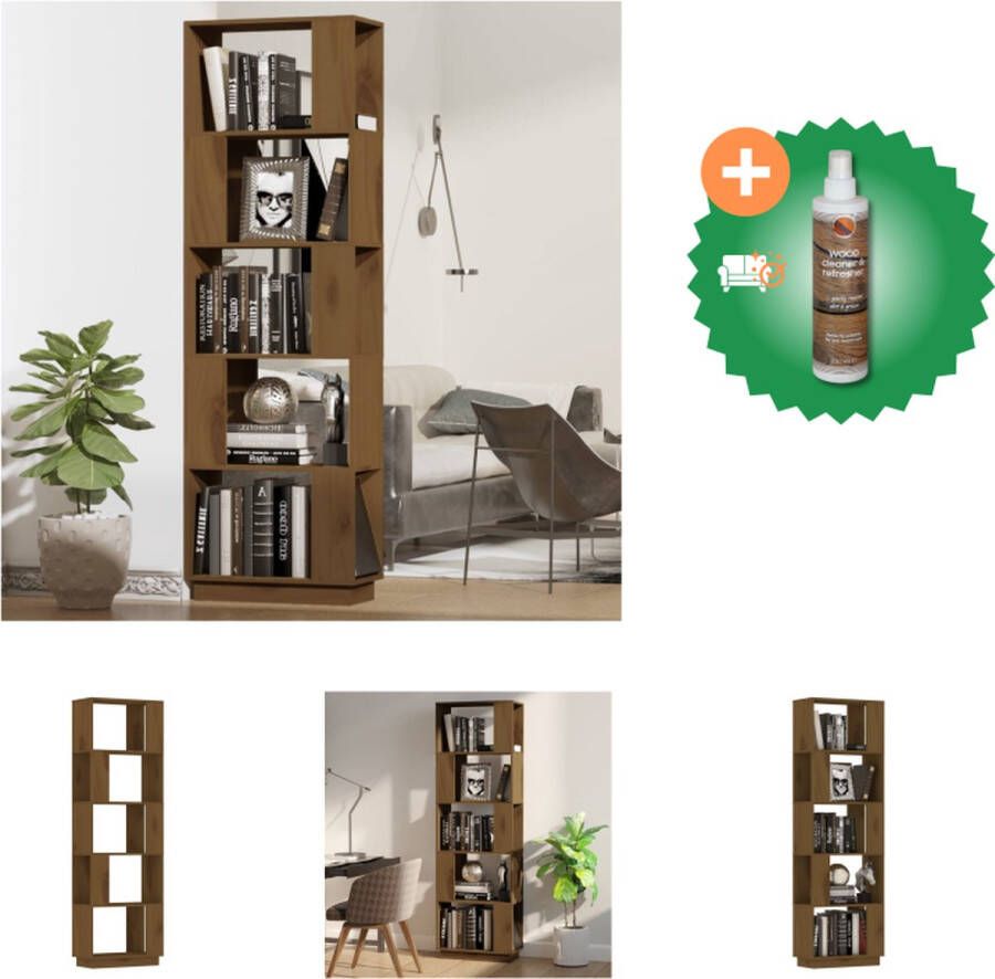 VidaXL Boekenkast kamerscherm 51x25x163-5 cm grenenhout honingbruin Kast Inclusief Houtreiniger en verfrisser