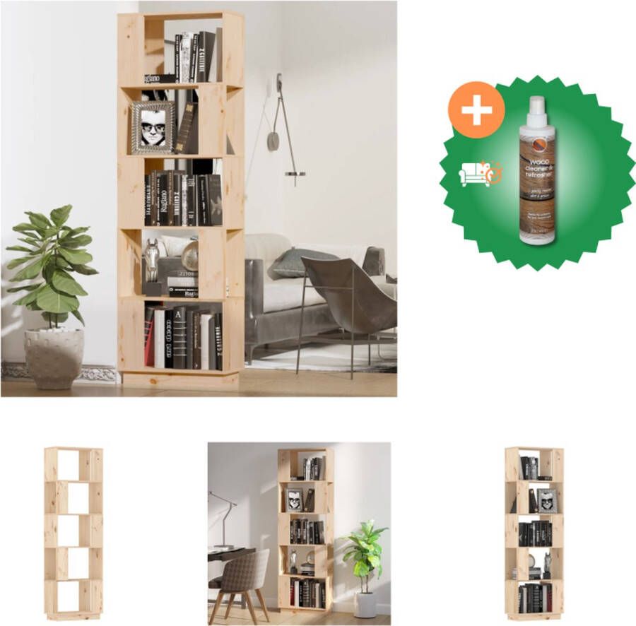 VidaXL Boekenkast kamerscherm 51x25x163-5 cm massief grenenhout Kast Inclusief Houtreiniger en verfrisser