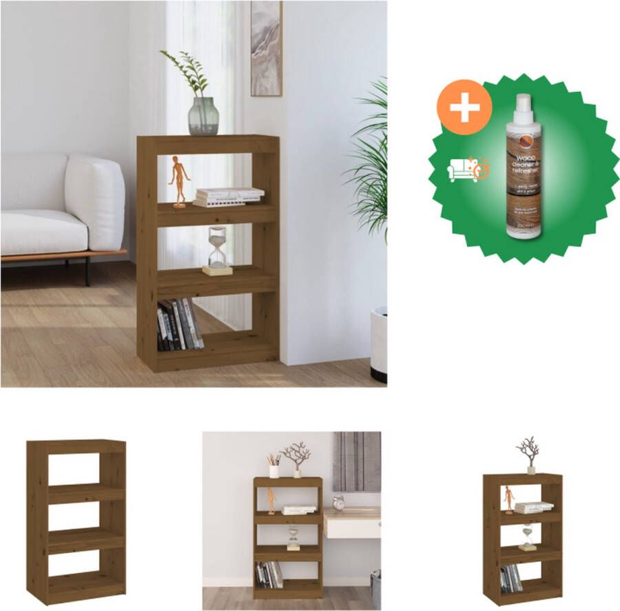VidaXL Boekenkast Grenenhout 60 x 30 x 103.5 cm Honingbruin Kast Inclusief Houtreiniger en verfrisser