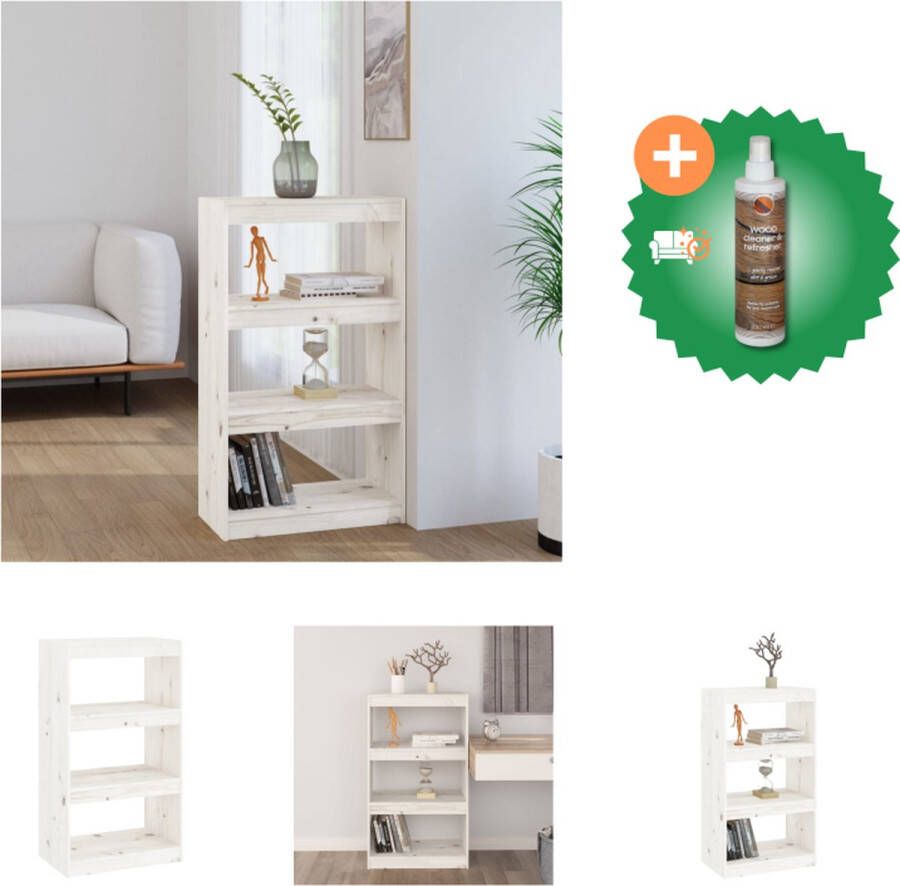 VidaXL Boekenkast kamerscherm 60x30x103-5 cm massief grenenhout wit Kast Inclusief Houtreiniger en verfrisser