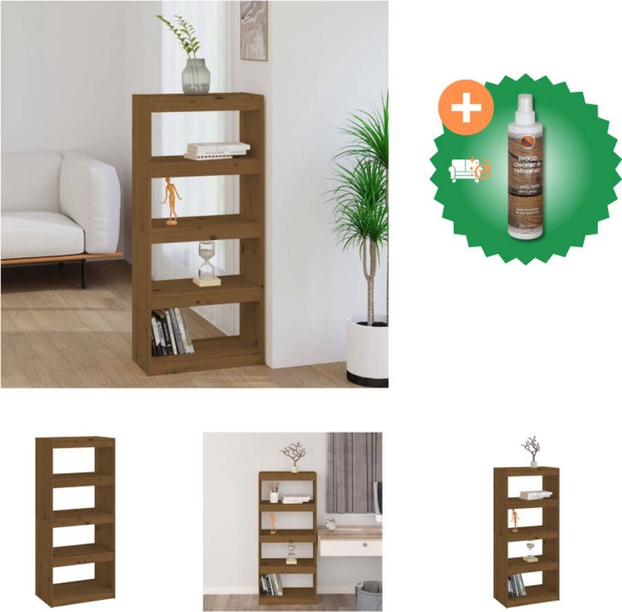 VidaXL Boekenkast kamerscherm 60x30x135-5 cm grenenhout honingbruin Kast Inclusief Houtreiniger en verfrisser