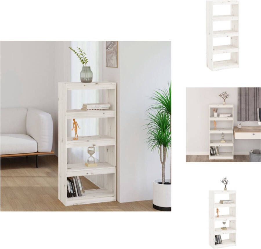 VidaXL Boekenkast Boekenkasten Opbergkast Kast Boekenkast kamerscherm 60x30x135 5 cm massief grenenhout wit