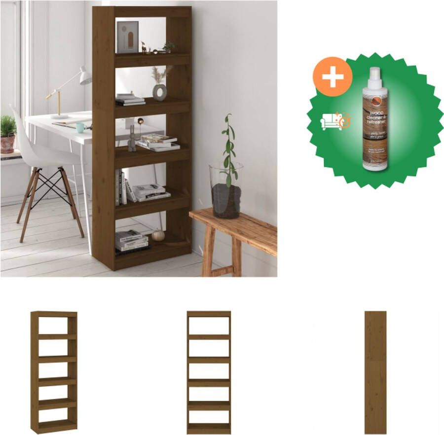 VidaXL Boekenkast kamerscherm 60x30x167-5 cm grenenhout honingbruin Kast Inclusief Houtreiniger en verfrisser