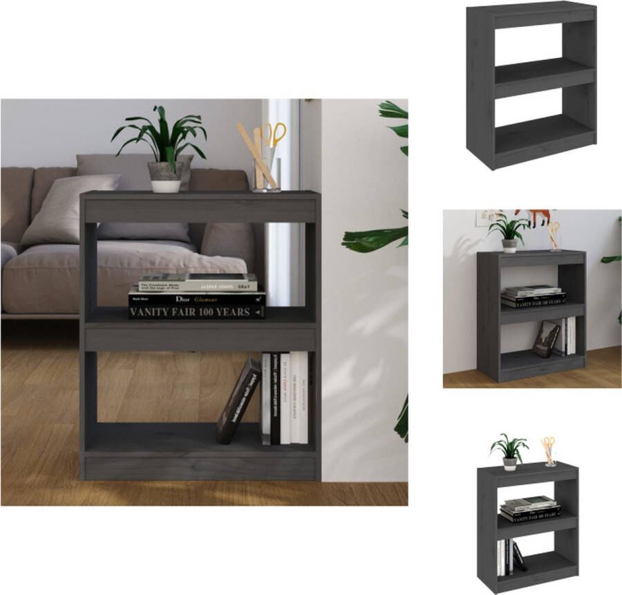 VidaXL Boekenkast Boekenkasten Opbergkast Kast Boekenkast kamerscherm 60x30x71 5 cm massief grenenhout grijs