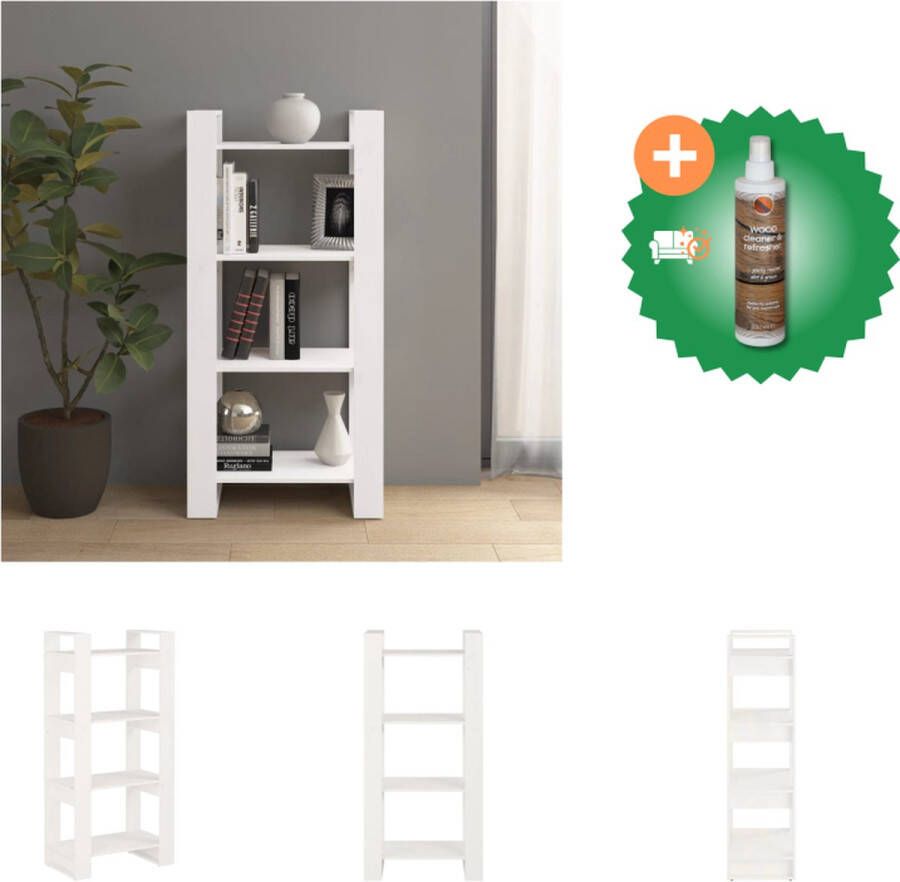 VidaXL Boekenkast kamerscherm 60x35x125 cm massief hout wit Kast Inclusief Houtreiniger en verfrisser