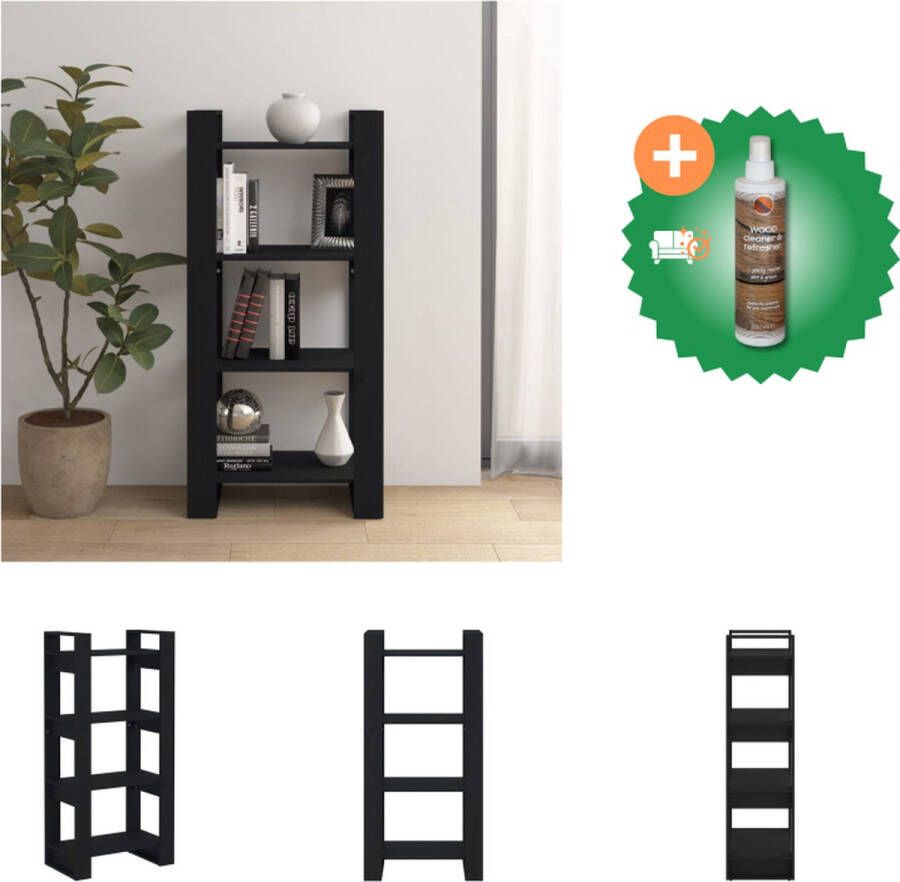 VidaXL Boekenkast kamerscherm 60x35x125 cm massief hout zwart Kast Inclusief Houtreiniger en verfrisser