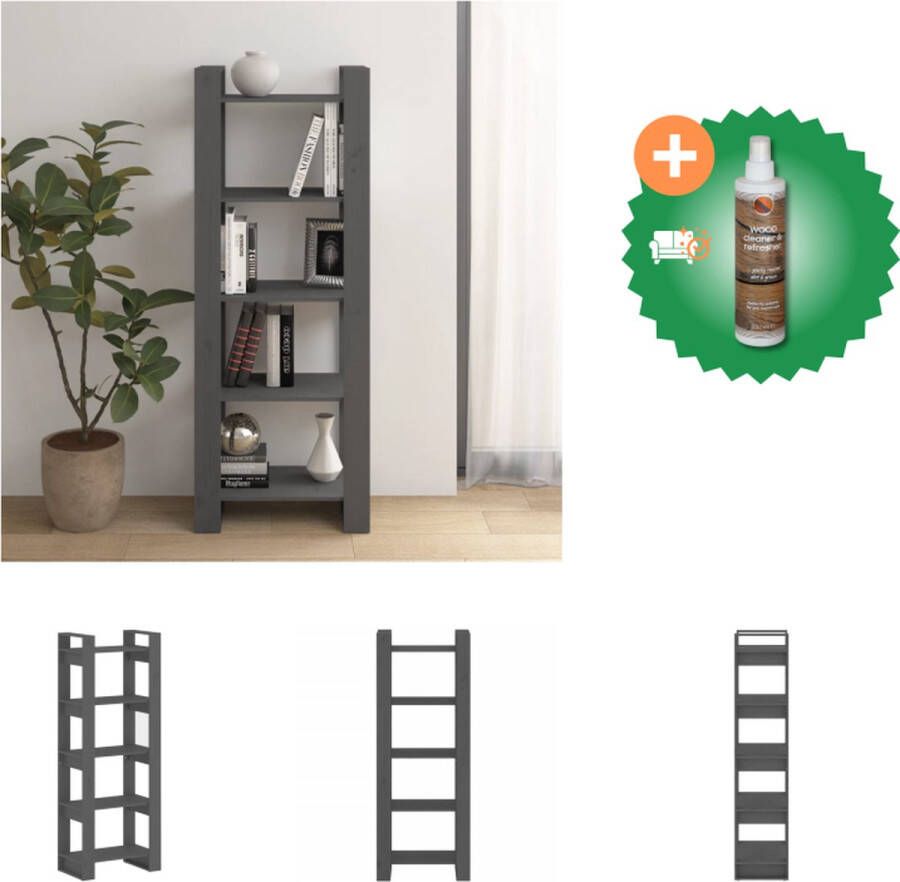 VidaXL Boekenkast kamerscherm 60x35x160 cm massief hout grijs Kast Inclusief Houtreiniger en verfrisser