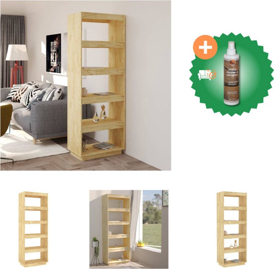 VidaXL Boekenkast Grenenhout 60 x 35 x 167 cm Decoratief en praktisch Montage vereist Kast Inclusief Houtreiniger en verfrisser