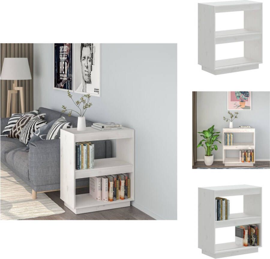 VidaXL Boekenkast Boekenkasten Boekenrek Boekenschap Boekenkast 60x35x71 cm massief grenenhout wit